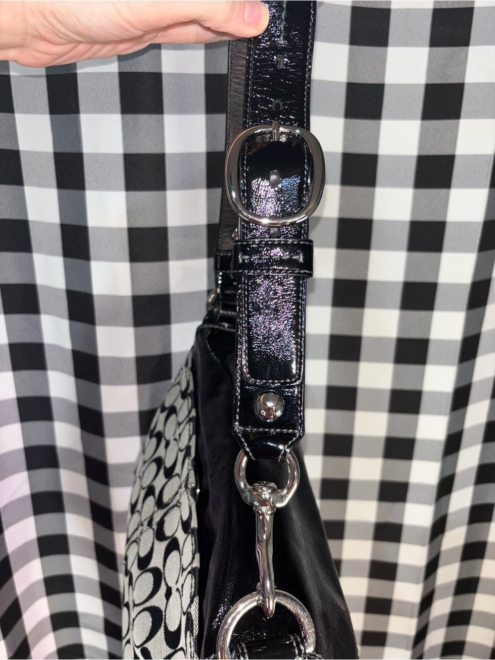 Coach Y2K Bleecker Black and Grey Signature Shoulder Bag 2008 - Picture 4 of 9
